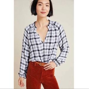 Anthropologie Cloth & Stone Sara Plaid Blouse